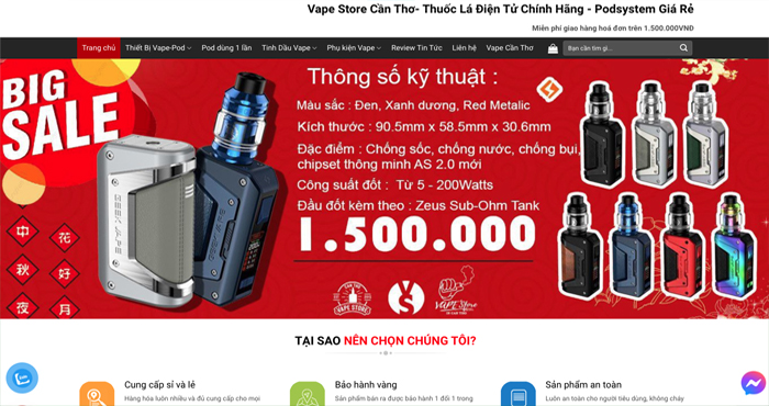 Vapestore.vn - Website bán vape giá rẻ