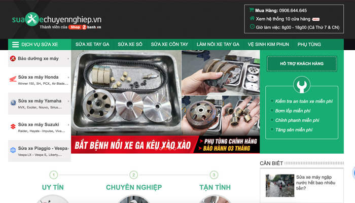 Suaxechuyennghiep.vn - Web mua phụ tùng xe gắn máy chính hãng