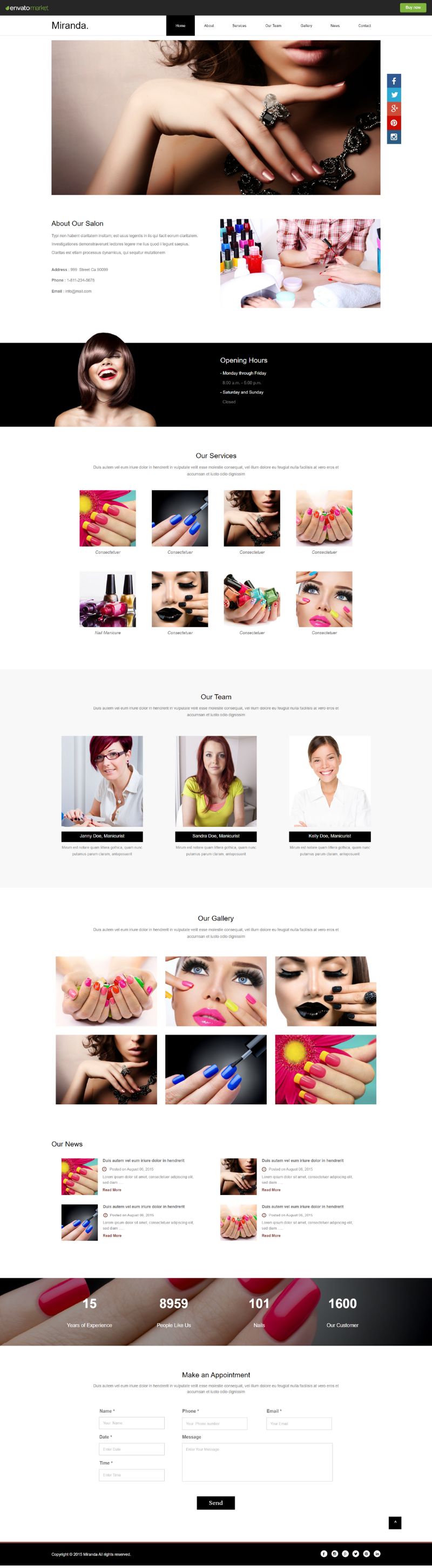 mẫu website tiệm nail Miranda