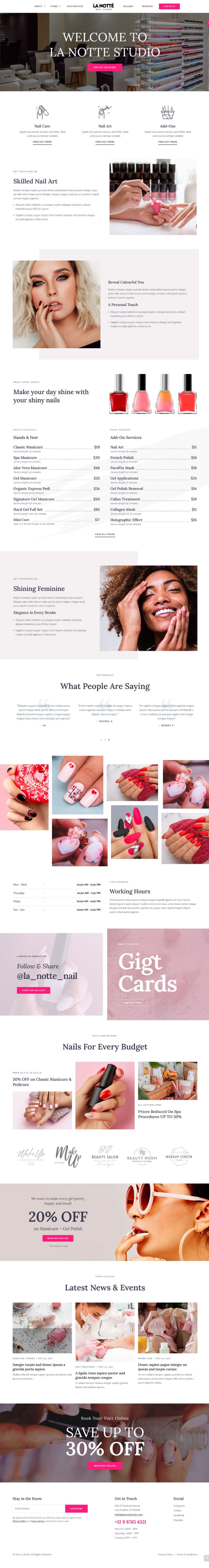 mẫu website tiệm nail La Notté