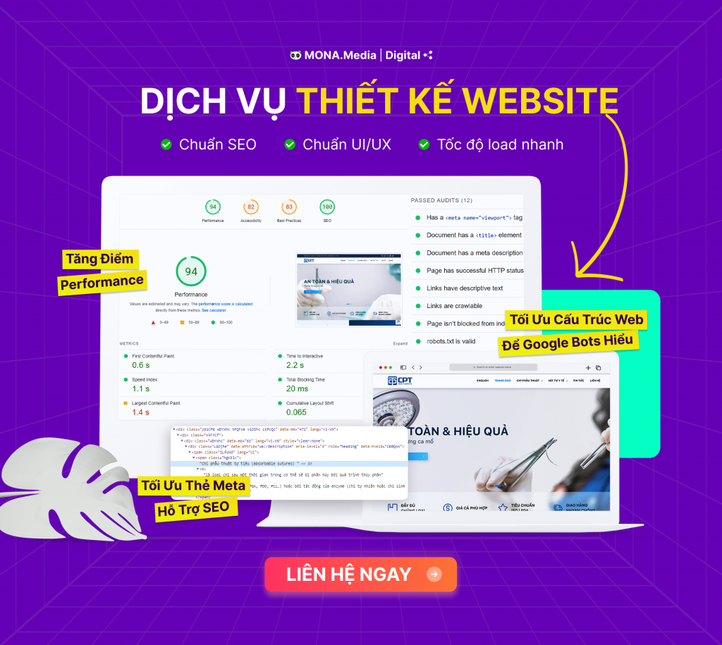 thiết kế web đa lĩnh vực tại Mona Media