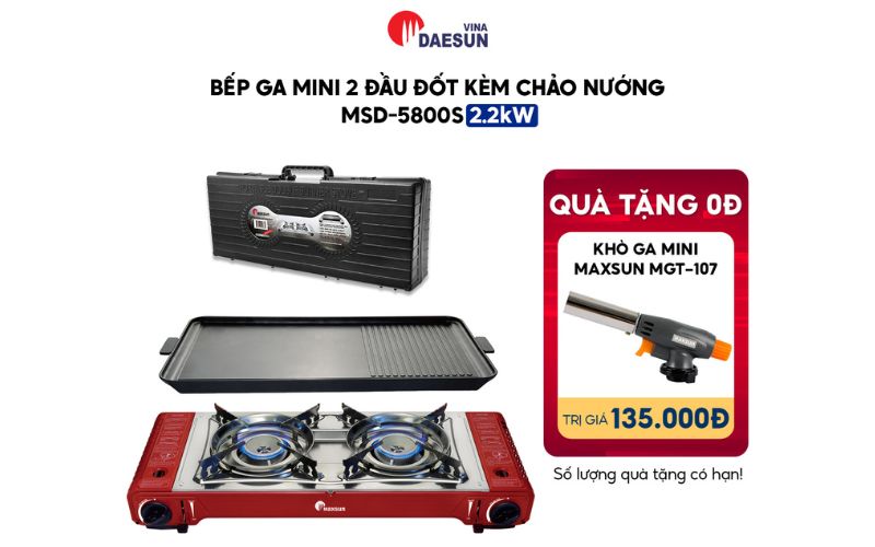 Bếp ga mini hai đầu đốt Maxsun MSD – 5800S