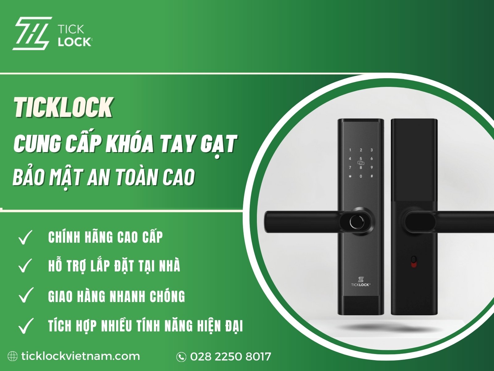 TICKLOCK Việt Nam – Địa chỉ mua khóa điện tử tay gạt chính hãng