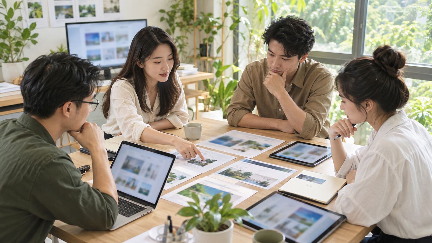 Góc làm việc minh họa chủ đề top công ty thiết kế website