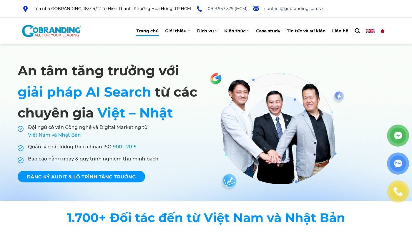 Giao diện trang chủ GoBranding (ảnh chụp tháng 09/2026)